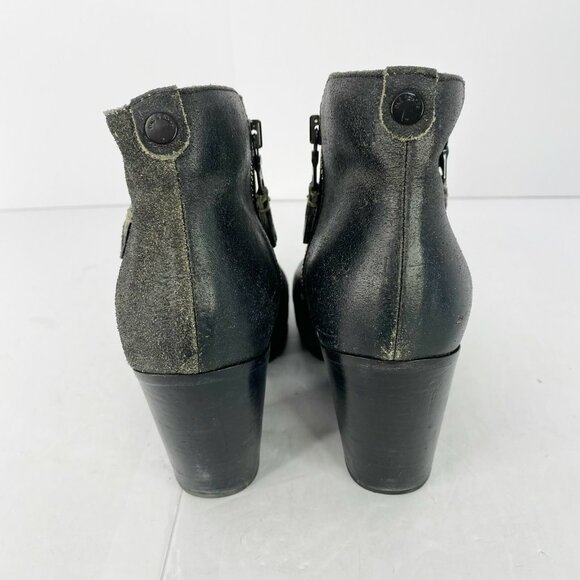 Rag & Bone Boots Womens Size 40 US 10 Margot Black Waxed Suede Ankle Booties - Picture 4 of 7